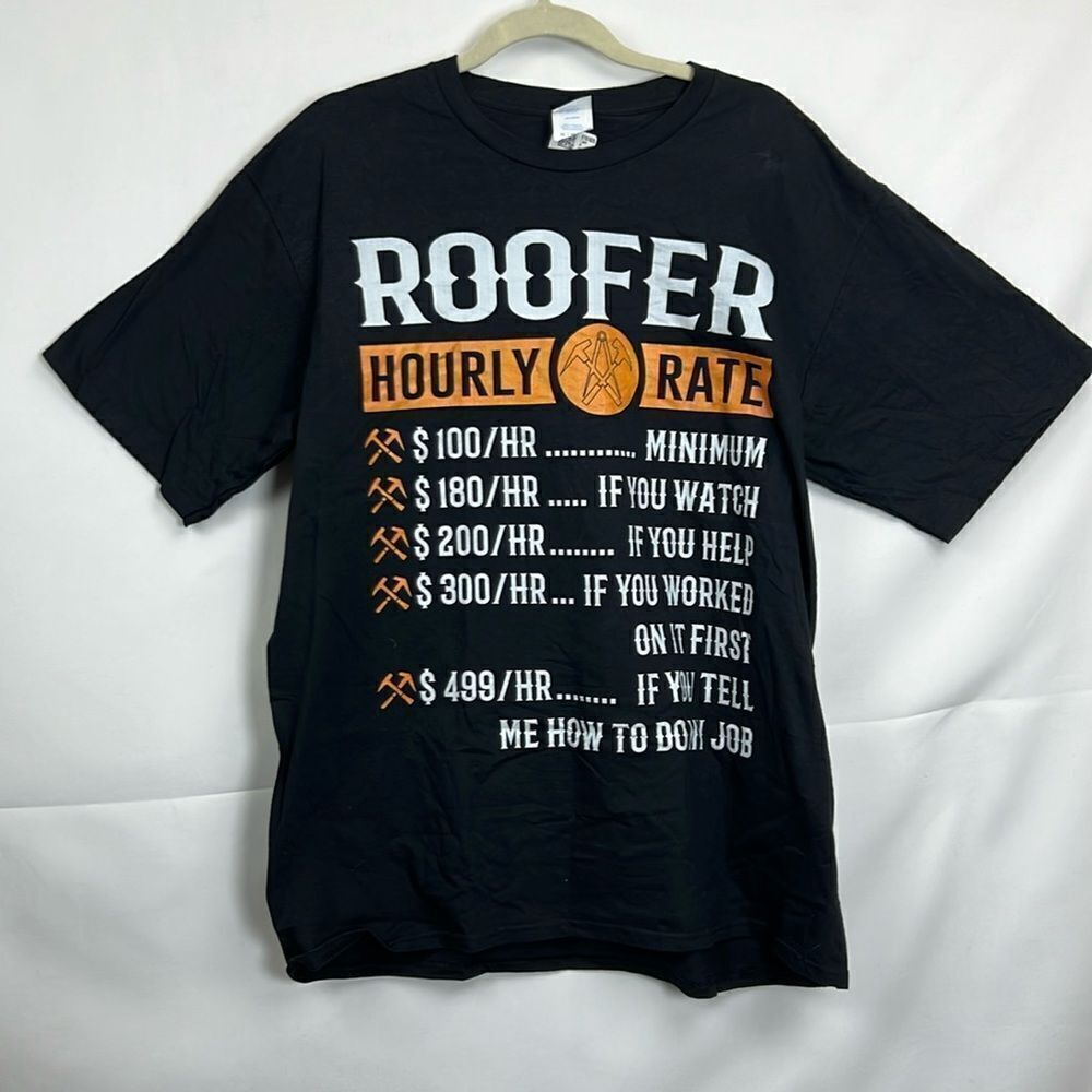 Port & Company black cotton funny roofer T-shirt NWT size XL